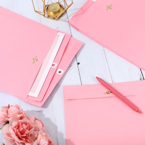 Whaline Envelopes com fecho rosa claro, 50 peças, 24 x 30,5 cm, catálogo, cartas, envelopes fofos, c