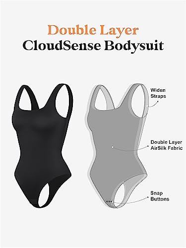 Popilush Comfortable Square-Neck Thong Bodysuit Shapewear For Women Sleeveless Comfortable Camisole For Daily Wear Nude-Medium #TOP1