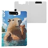 Capybara Icecream A4 Foldable Clipboard for School Office Binder Clipboard Folder with Pen Holder & Double Metal Clips Flip Notepad for Nurses Students Doctors