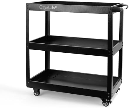 Crystals Tool Trolley On Wheels 3 Tier Tool Storage Organiser