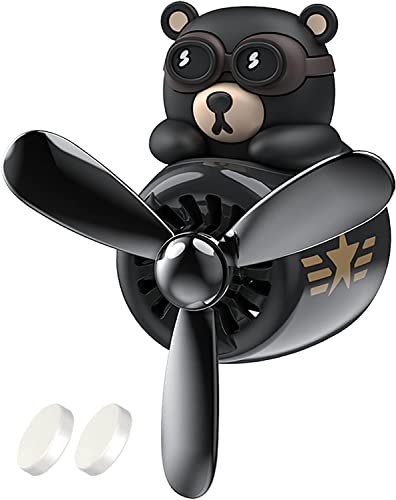 Car Air Fresheners Cartoon Black Bear Pilot Automotive Air Outlet Fan Creative Car Solid Perfume Decoration (Black Bear.) #TOP3
