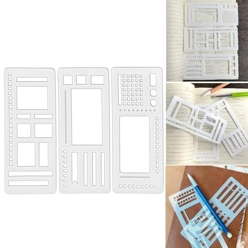 Handmade Flexible Record Template, Planner Stencils Set, 3 Pack Reusable, Drawing & Lettering Templates for Journaling, Calendar, Scrapbooking & DIY Craft Supplies