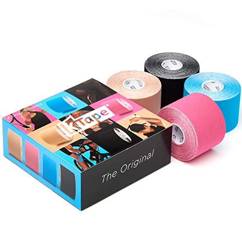 K-Tape® Mixed Box of 4 (4 rouleaux de 5 cm x 5 m chacun) [Beige, Rouge, Bleu, Noir]