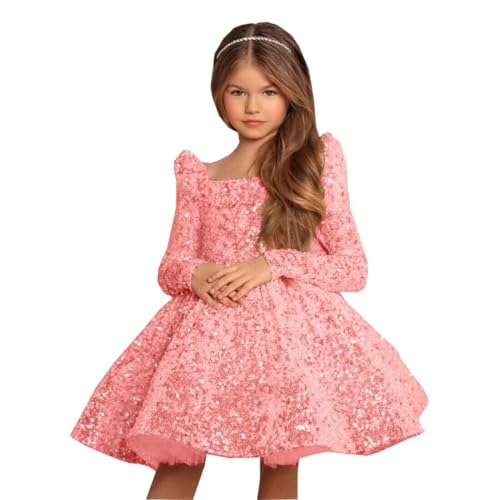 Sequin Flower Girl Dress Puffy Layers Birthday Party Dress Knee Length Princess Birthday Party for Girls FAY074
