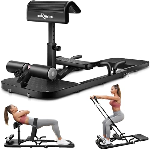 BODYRHYTHM Hip Thrust Machine with 2 Sets of Resistance Bands, Sissy Squat Machine, Squat Workout Machine & Glutes Workout Equipment, Bulgarian Split Squat Stand for Legged Lunges. (Black) by BODY RHYTHM - Used condition - US$132.31