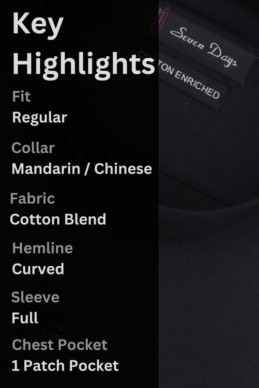 7-DAYS Black Chinese Collar Shirts for Men - Mandarin Collar Shirt for Men - Stand Collar Formal Shirts for Men - Regular Fit, Collarless, Solid Shirt - Size 40 L, Gents Plain Full Sleeve Shirt offers donot miss 2 7-DAYS Black Chinese Collar Shirts for Men - Mandarin Collar Shirt for Men - Stand Collar Formal Shirts for Men - Regular Fit, Collarless, Solid Shirt - Size 40 L, Gents Plain Full Sleeve Shirt offers donot miss