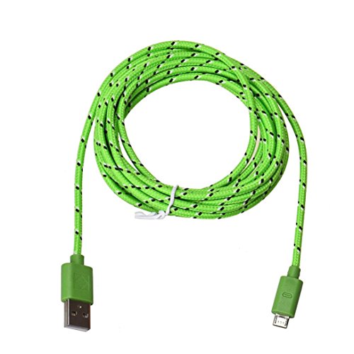 BESSKY 10FT Hemp Rope USB Charger Sync Data Cable Cord Light Green