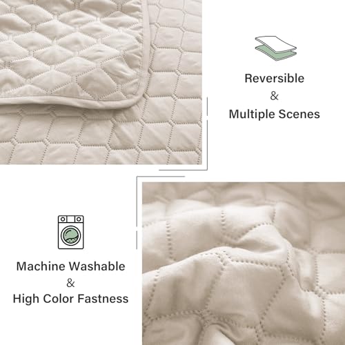 Exclusivo Mezcla Reversible King Size Quilt Bedding Set with Pillow Shams, Lightweight Quilts King Size, Soft Bedspreads Bed Coverlets for All Seasons - (Brich Beige, 104"x96") by Exclusivo Mezcla - Used condition - Image 6