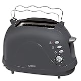 Bomann Toaster TA 246 CB, kompakter 2-Scheiben Toaster, Auftaufunktion, Aufwärmfunktion, Schnellstoppfunktion, Cool- Touch Gehäuse, grau