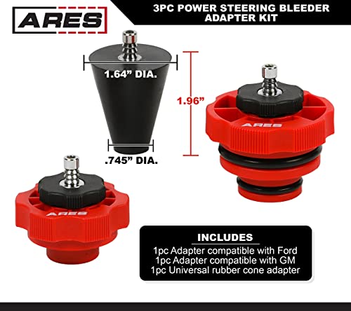 Ares 18069 – 3-Piece Power Steering Adapter Kit – Adapters For Manual Vacuum Pumps Easily Purge Air From Power Steering System On Most Standard Vehicles #TOP1