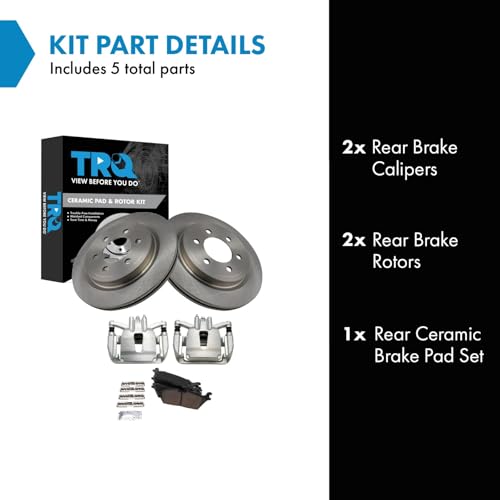 Image of TRQ Rear Brake Pad and Rotor Set Ceramic Rotors Calipers Compatible with 2018 Ford F-150