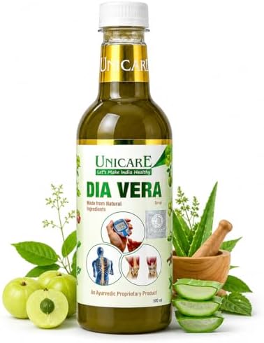 Unicare Dia Vera Syrup | Ayurvedic Herbal Supplement for Blood Sugar Support, Joint Pain Relief & Blood Pressure Balance | Supports Kidney, Liver Health & Skin Wellness | Natural Health Tonic | 500ml