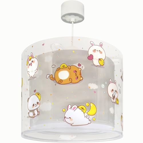 Dalber Lámpara Infantil De Techo Colgante Kawaii Friends Gris animalitos, 41762E, E27