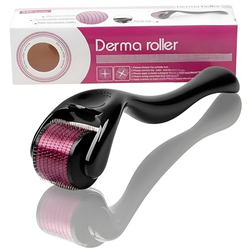 Derma-Roller 0.5mm & 1mm for Hair Face Skin, Microneedling Roller Beard Growth Kit Derma-Roller with 540 Needles for Men Women, Derma Roller for Face & Scalp (Needle Size 0.5mm)