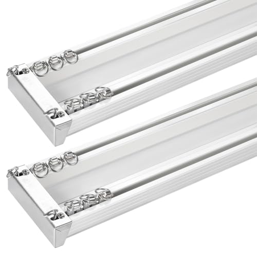 ZSHINE Conjoined Double Curtain Track System (White 6.6ft 2sets)