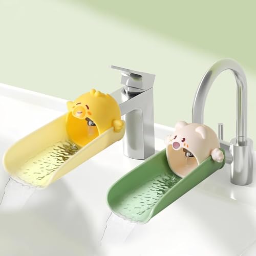 Image of 2 Pack Faucet Extender for Toddlers, Kids Sink Extender for Bathroom, Kitchen, EASICUTI Food Grade Silicone Faucet Extension, Baby Hand Washing Water Spout Extender Fits Standard, Gooseneck Faucet