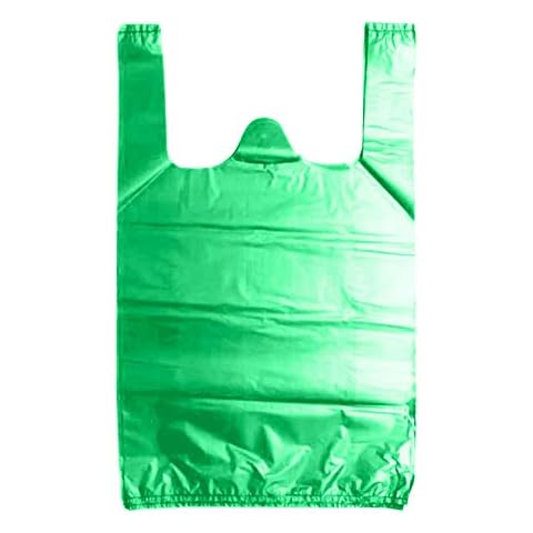 Frenterprises Green Extra Heavy Duty Vest Carrier Bags - Thicken Household Bags with Handle for Home, Kitchen, Hotel, Hospitals, Shops - Premium Plastic Bags (300, L 11x17x21 Large 14MU) Cover