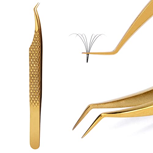 ALLOVE Lash Extension Tweezers for Eyelash Extensions The Most Precision Thin Tips Eyelash Extension Tweezers for Volume Lash Extensions-45 Degree Tweezers 