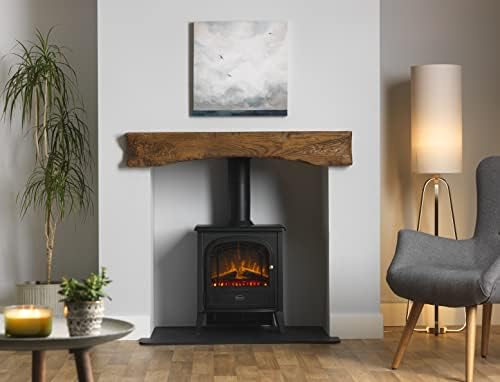 Dimplex Club Optiflame Electric Stove, Matte Black Free Standing Electric Fire with Artificial Logs and Embers, LED Flame Effect, 2kW Adjustable Fan Heater and Remote Control