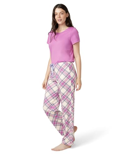 Image of HUE Women's Sleep and Lounge Pajama Separates, Late Summer & Fall Collection, Egret Woodlands Plaid - Sleep Pant, Medium