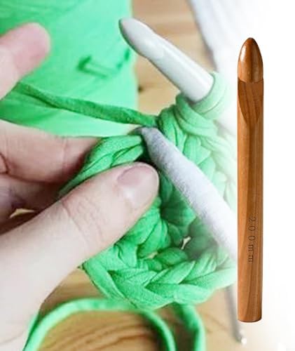 Koautios 2X Wooden Crochet Hook, Knitting Pin for Crochet Lovers, Comfort Grip Weaving Tool Crocheting Hook for Scarf Sweater Blanket - 2