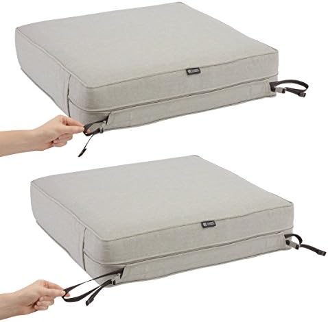 Classic Accessories 60-078-011001-RT Montlake Patio Seat Cushion Slip Cover, Heather Grey, 25" x 27" x 5" Thick - 4