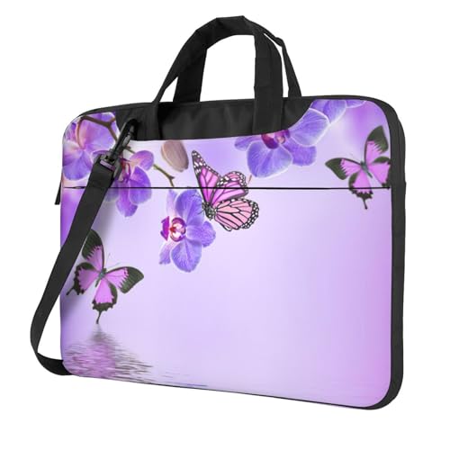 Bolsa para portátil de mariposas morada para ir a la oficina
