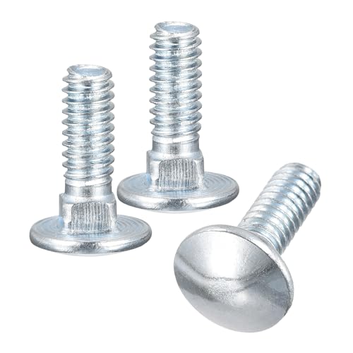 Image of uxcell 1 /4-20x3 /4 Carriage Bolt, 8pcs Round Head Square Neck Screws, Carbon Steel Zinc Plated, Fully Threaded, Silver