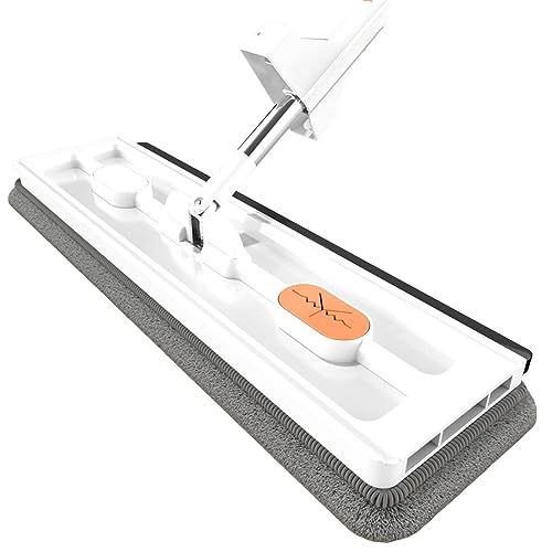 Reuvv Mocio piatto in microfibra con strizzatore, straccio per la pulizia dei pavimenti della cucina, universale e lavabile, per legno duro laminato