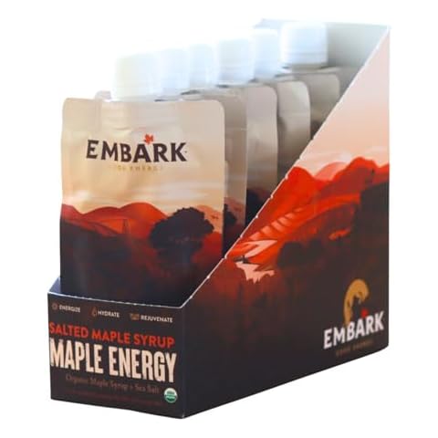 Embark Maple Syrup Energy Gel, 6-Pack of 3oz Resealable Pouches, Natural Sports Nutrition, Certified Organic, Vegan, Gluten Free, for Athletes, Adventurers & Foodies, Salted Maple Cover