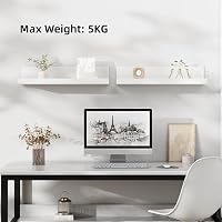 LOFTPLUS Wandregal Ohne Bohren Schweberegal - 2er Set Weiß Acryl Regal Wand für Bücher and Fotos, Home Decoration Wall Shelf für Küche, Bad, Büro, Wohnzimmer(32x10x8cm) – Ansicht 5