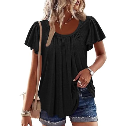 Women Tshirts Short Sleeve Tops Tee for Women Crew Neck Loose Fit Ruched Fall Summer Shirts 2025 Trendy Y2K2