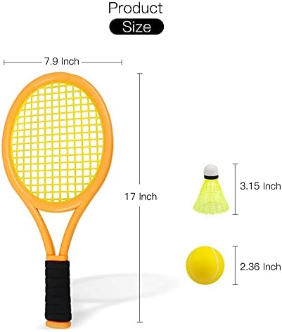 Kid Tennis Racket with Bag,Plastic Racquet Include 4 Foam Ball,6 Badminton shuttlecocks for Children (Over 3 Years Old),Toddler Outdoor/Indoor Sport Play