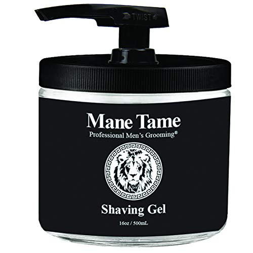 Mane Tame Shaving Gel 15.8oz - Clear, Natural Formula with Aloe Vera, Vitamin E, Vitamin C! Excellent for Precision Edge-ups and Line-ups. Made in USA! Fresh scent, leaves skin feeling soft and firm!?