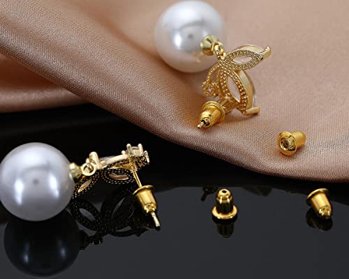 6Pairs/12Pcs 18K Gold Plated Bullet Earring Backs For Studs, S925 Sterling Silver Ear Ring Backings For Post, Hypoallergenic Safety Secure Locking Replacements For Diamond Earrings, Comfortable Tight #TOP4