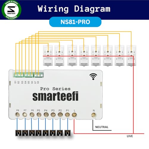 Image of Smarteefi WiFi 8 Node Smart Switch (PRO-SERIES), Retrofit Smart Switch, Works with existing switches, No hub required, Compatible with Alexa and Google Home (PRO-SERIES) 230 Volts, 2 way, toggle