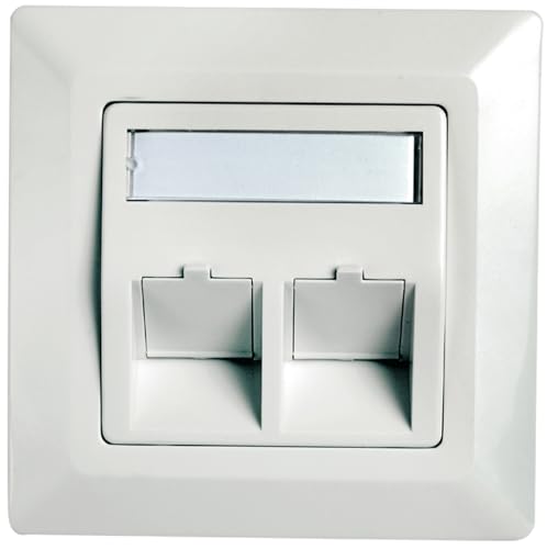 TELEGÄRTNER H02010A0040 Unterputzdose Modulaufnahme 2-Fach mit Integrierte Staubschutzklappen reinweiß