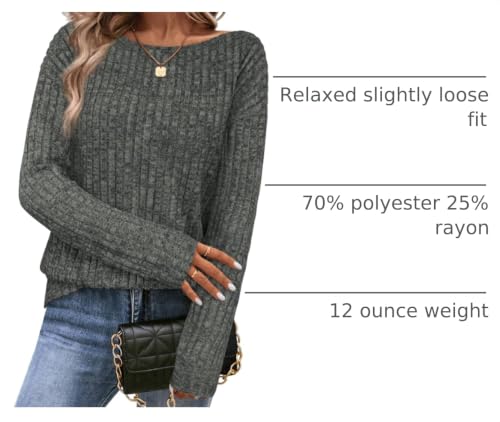 Image of Womens Tops Sweaters Ladies Tunics Casual Long Sleeve Shirts Blouses Tees Dressy Casual Clothing Boat Neck Fashion 2025