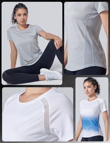 Image of 5 Pack Women's Quick Dry Short Sleeve T Shirts, Athletic Workout Tee Tops for Gym Yoga Running