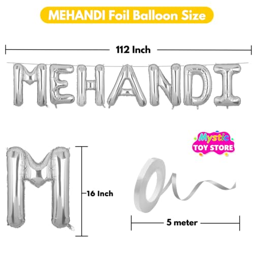 Image of Mehandi Banner Silver for Wedding Home Boys Girls Men Women Foil Balloon Decoration Decor Celebration Silveren