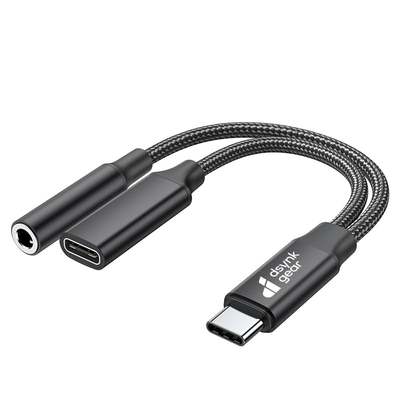 Dsynk Gear Type C to 3.5mm Audio Connector with PD Fast Charging Cable, Gold Plated Converter Adapter Compatible with iPhone 16/15 Series, Galaxy Series,Pixel 9/8/7 & Other Type C Phones (Black)-image-19