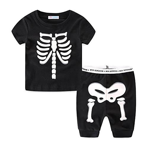 Mud Kingdom Bébé garçons Pyjamas Brillent dans le noir Sérigraphié Squelette OS Court Ensemble 12 Mois Noir Cover