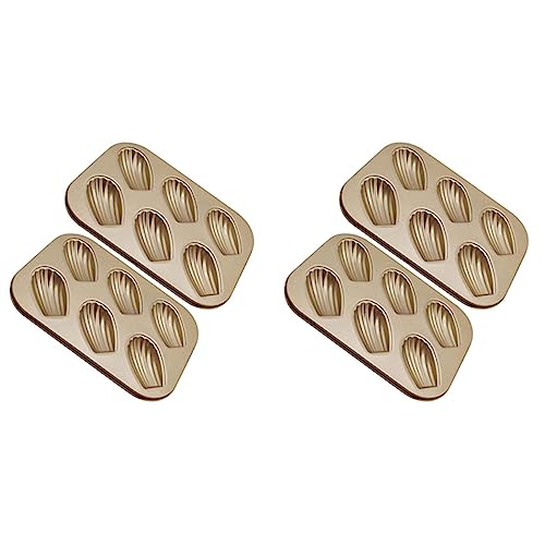 GOSIA Stampo per Torta Madeleine, Confezione da 4, Teglia Madeline Resistente All'Usura per Cottura Al Forno (Oro)