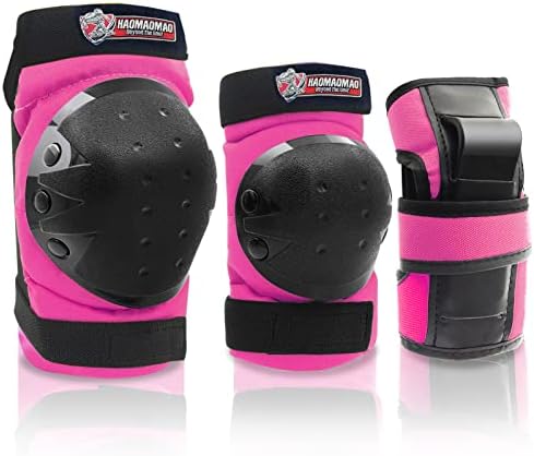 Haomaomao Adult/Child Knee Pads Elbow Pads Wrist Pads Protective Gear Set,for Youth Skateboarding Cycling Skateboard Riding Roller Bike Inline Skating Biking BMX Bicycle Scooter Skates Outdoor Sports