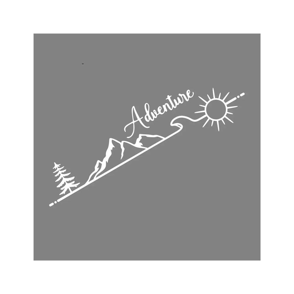 Adventure Mountain Forest Sun Vinyl Decal Stickers for Cars RVs Camper Van Vehicle Graphic Decoration(Glossy White,80cmx23cm)