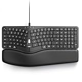 Nulea Ergonomic Split Keyboard, Wired Natural Typing Keyboard with Integrated Palm Rest for Wrist Pain Relief, 2-in-1 Type C&Type A Plug for Mac,Windows,Office & Home,Black