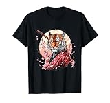 Samurai Tiger Floral Japonés Ninja Tiger Sakura Flower Camiseta