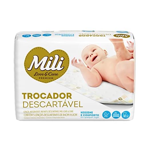 Mili Trocador Lençol Absorvente Descartável - 1 Pacotec/ 5 Lenços Mili