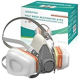 SURFOU Maschera Antipolvere con Filtro A1P2, Semimaschera Riutilizzabile con 2 Cartucce Fi...