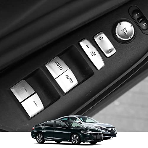 Kakash ホンダ専用アルミ合金ドアスイッチパネルカバー ウィンドウスイッチガーニッシュカバー 内装カスタムパーツ ウィンドウスイッチボタンカバー アクセサリーキズ防止防塵 取り付け簡単 車種専用設計11 pcsセット(シルバー)適合ホンダ シビック(C